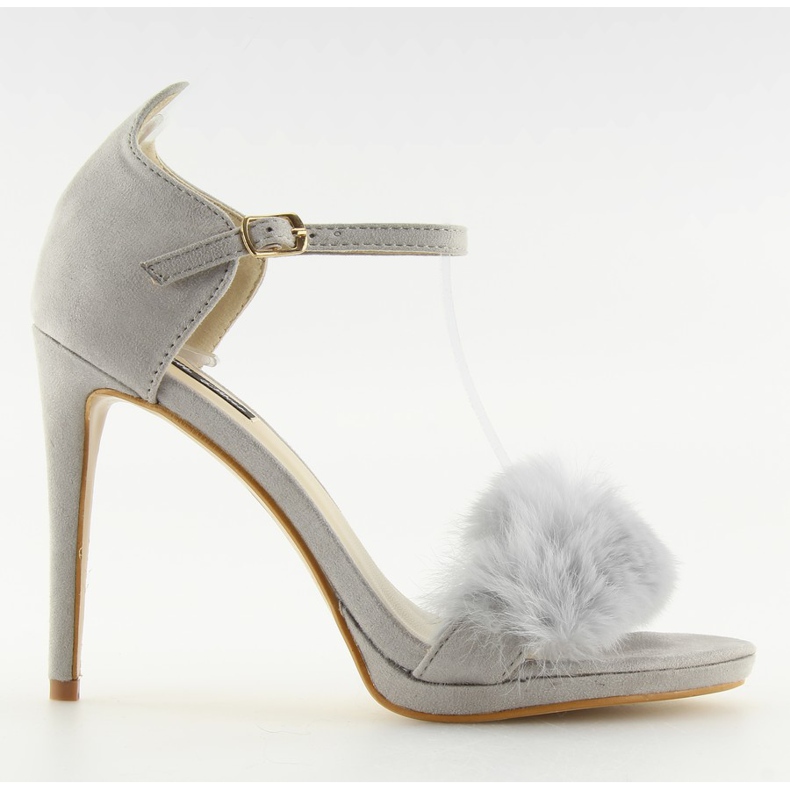 Sandália cinza com salto alto cinza L6120 cinza Sandália cinza com salto alto cinza L6120 cinza