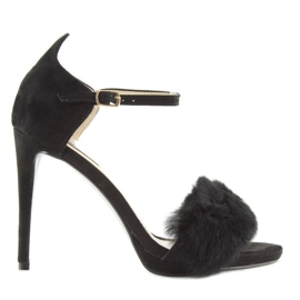 Sandálias pretas de salto alto L6120 Preto