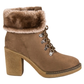 Seastar Botas de renda com pelo marrom