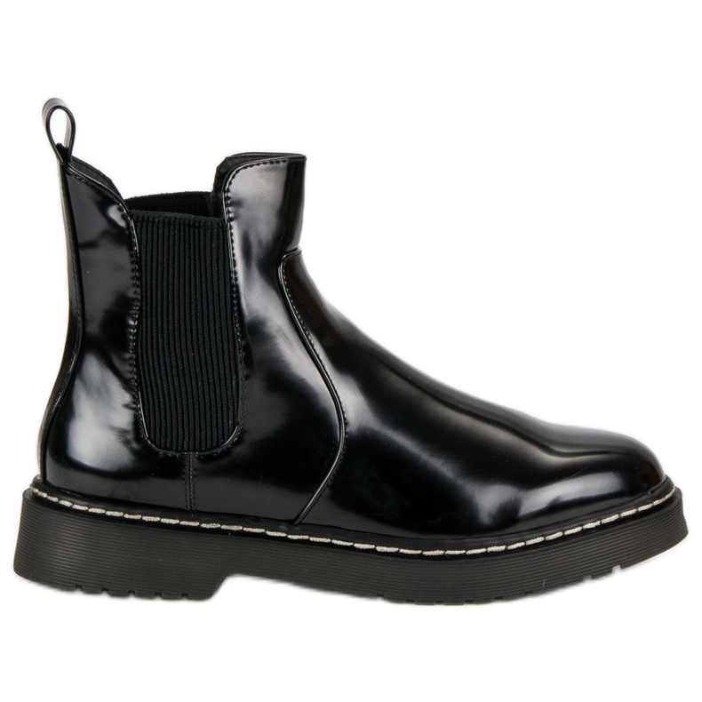 Small Swan Botas Chelsea laqueadas preto