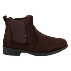 Lady Fashion Botas de cano curto de camurça marrom