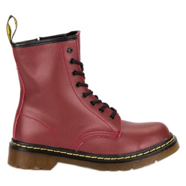 McKey Botas de combate de couro vermelho McKey Botas de combate de couro vermelho