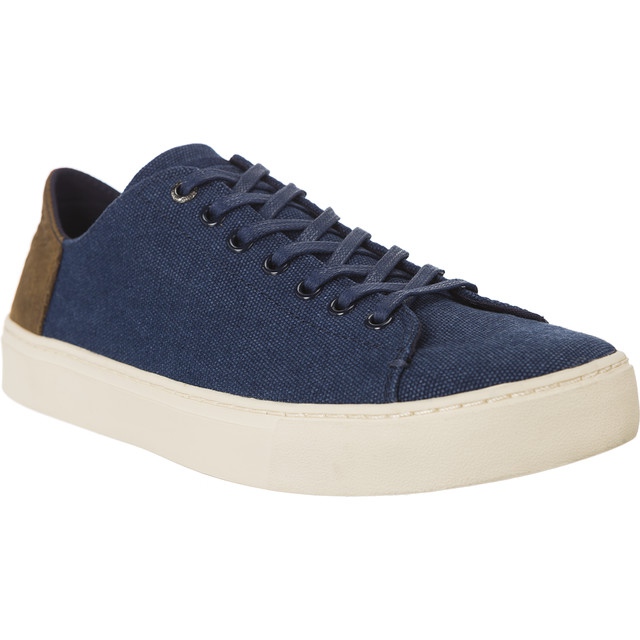 Toms Couro de lona lavada Mens 862 castanho azul marinho