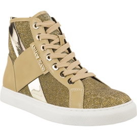 Armani Jeans Sapatilha tecida das calças de brim de Armani 7P566-06250 marrom amarelo