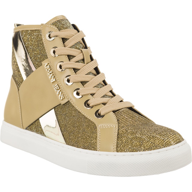 Armani Jeans Sapatilha tecida das calças de brim de Armani 7P566-06250 castanho amarelo