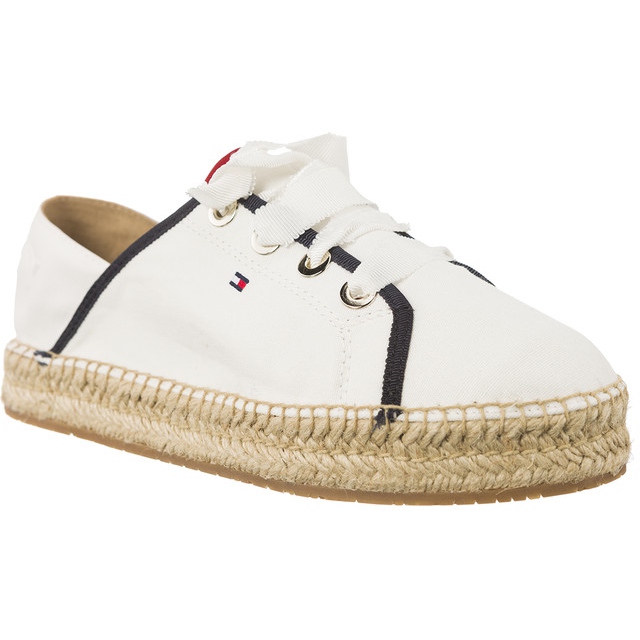 Tommy Hilfiger Metallic Lace Up Espadrille 121 branco