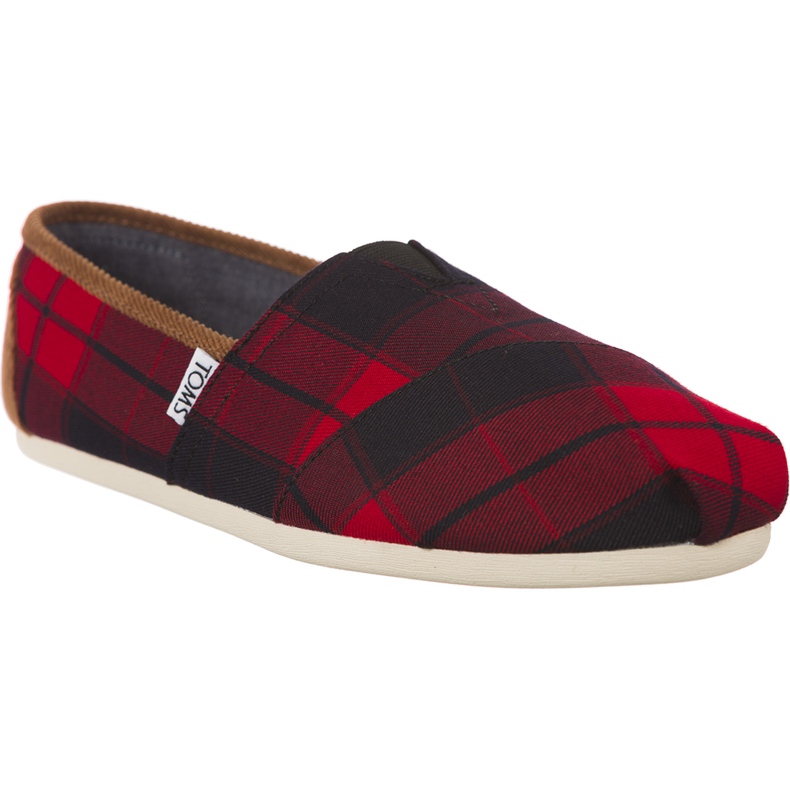 Toms Plaid Womens Classic Alpargata 945 preto vermelho