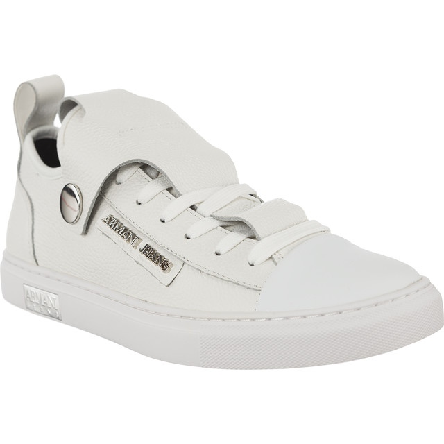 Armani Jeans Sapatilha de couro de mulher 9252537A663 41610 branco