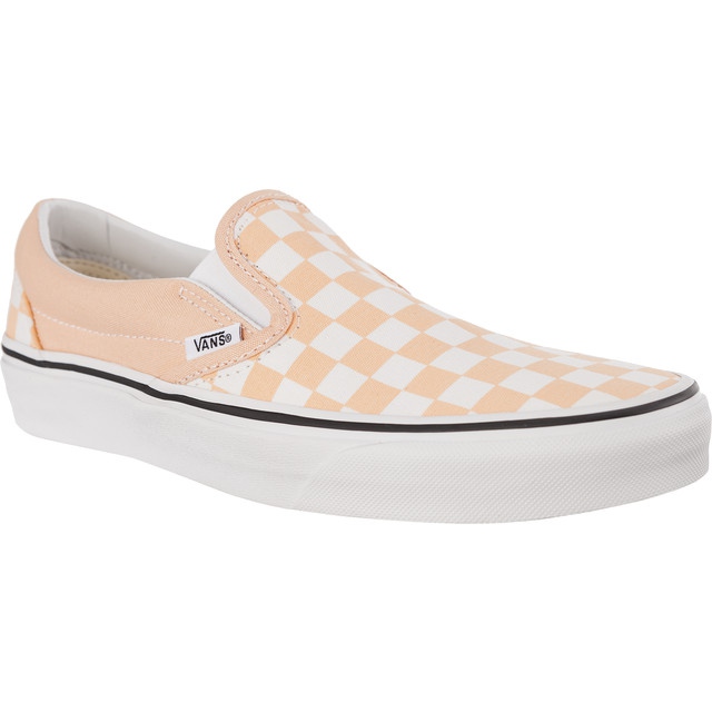 Vans Slip clássico no Tabuleiro de damas U77 Branqueado Damasco Verdadeiro Branco rosa