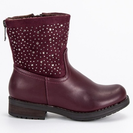 Vinceza Botas com zíper na Borgonha vermelho