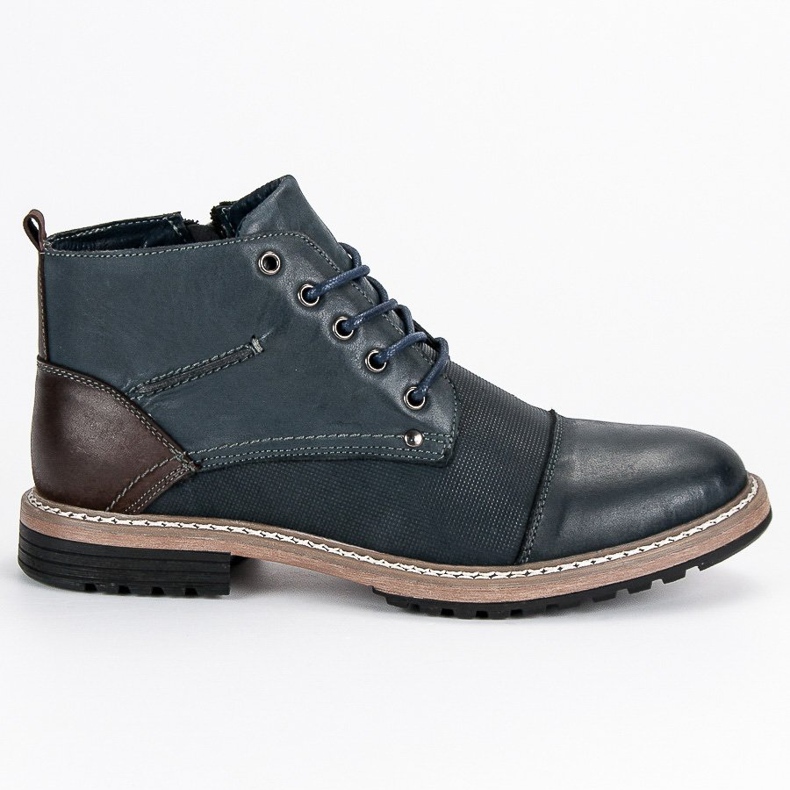 McKey Botas de couro dos homens azul