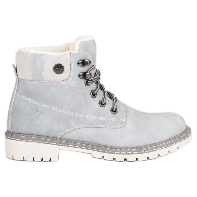 Filippo Botas cinzentas com casaco de pele de carneiro cinza