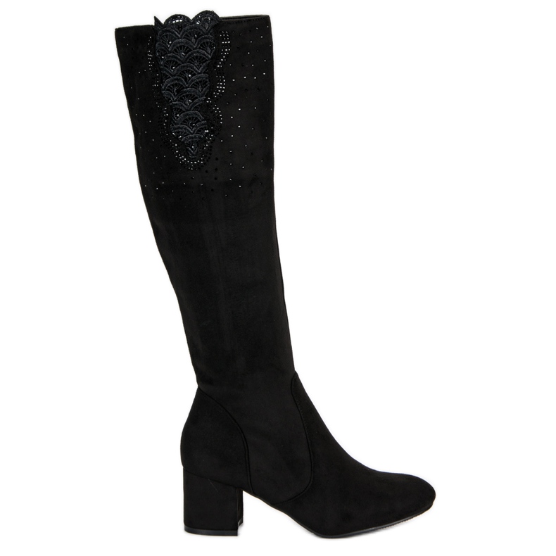 Botas elegantes de salto alto preto