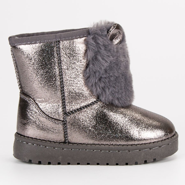 Vinceza Botas de neve de prata com pele cinza