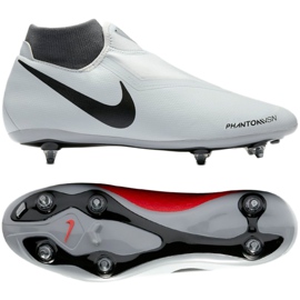 Chuteiras de futebol Nike Phantom Vsn Academy Df Sg AO3260-060 branco cinza Chuteiras de futebol Nike Phantom Vsn Academy Df Sg AO3260-060 branco cinza