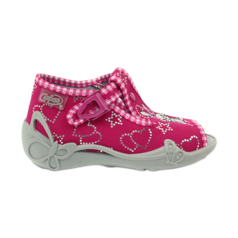 Sapatos infantis Befado 213p105 chinelos cinza rosa