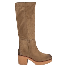 Corina Botas de camurça femininas castanho