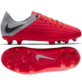 Sapatos de futebol Nike Hypervenom Phantom 3Club Fg Jr AJ4146-600 vermelho multicolorido