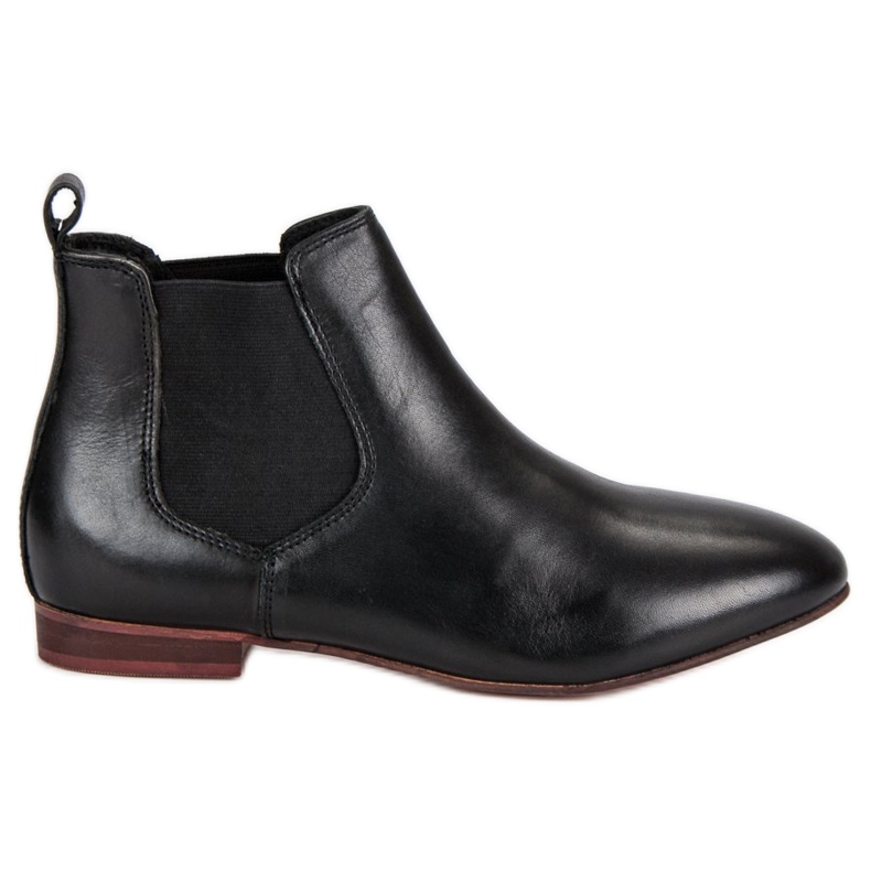 Botas femininas de couro Chelsea preto
