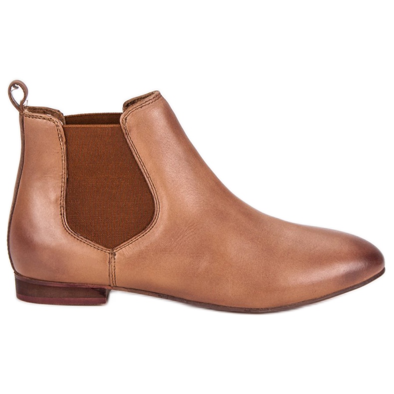 Botas femininas de couro Chelsea castanho