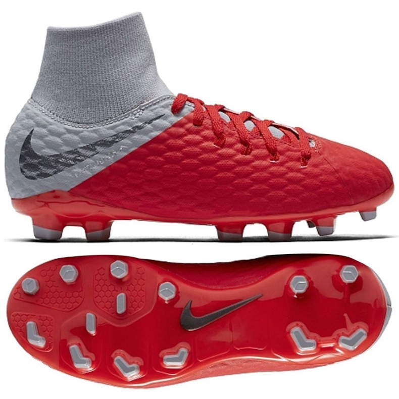 Chuteiras Nike hipervenom Phantom 3 Academy Df Fg Jr AH7287-600 vermelho vermelho