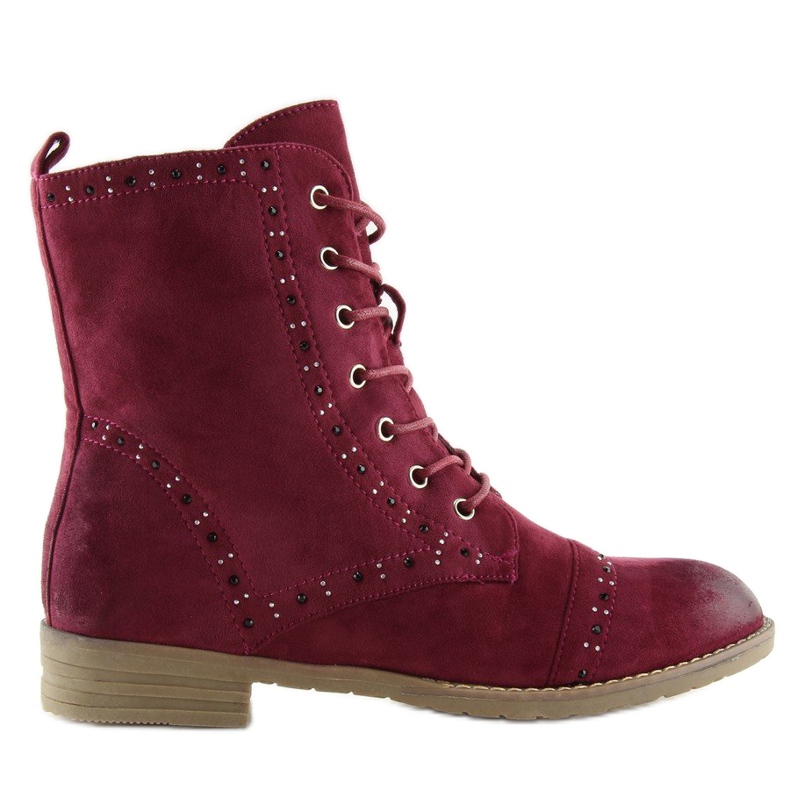Botas de amarrar W312 Vinho Borgonha vermelho
