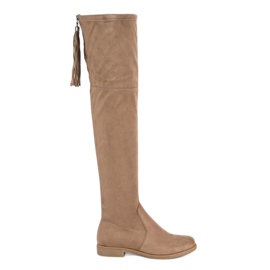 Super Me Botas de camurça na coxa marrom