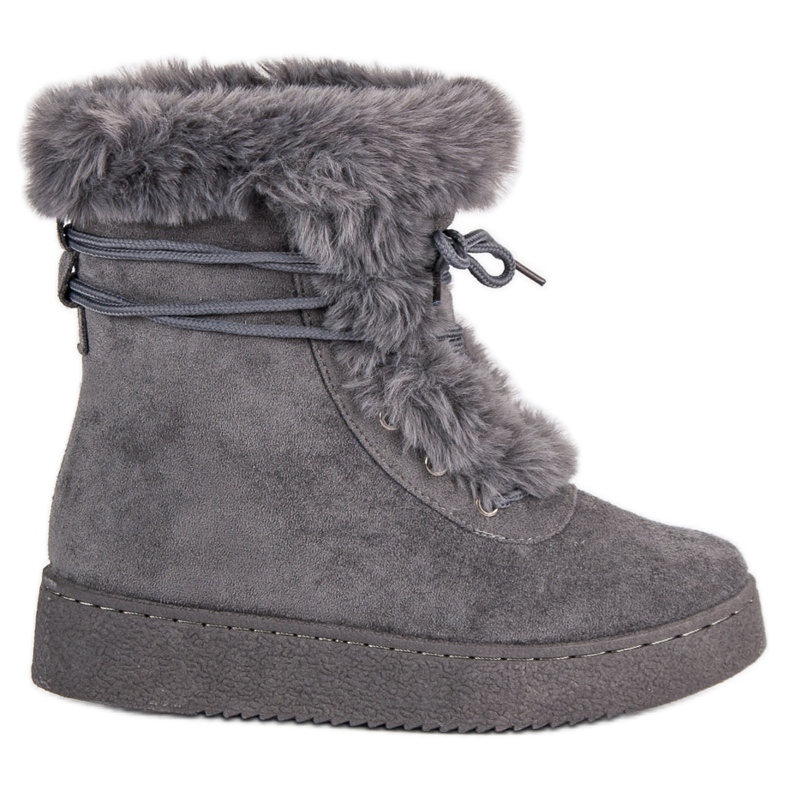 Botas de neve amarradas cinza