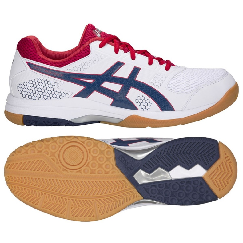 Tênis de voleibol Asics Gel Rocket 8 M B706Y-100 multicolorido branco