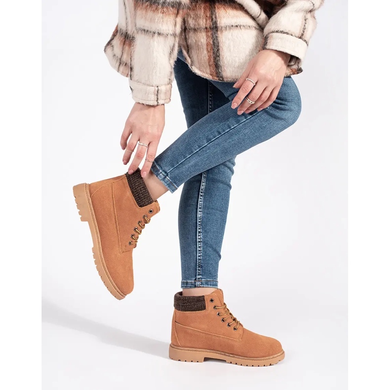 Original Walkman Shoes Caçadores de couro de camelo castanho