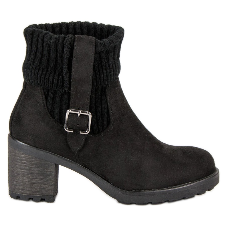 Seastar Botas de camurça de salto alto preto