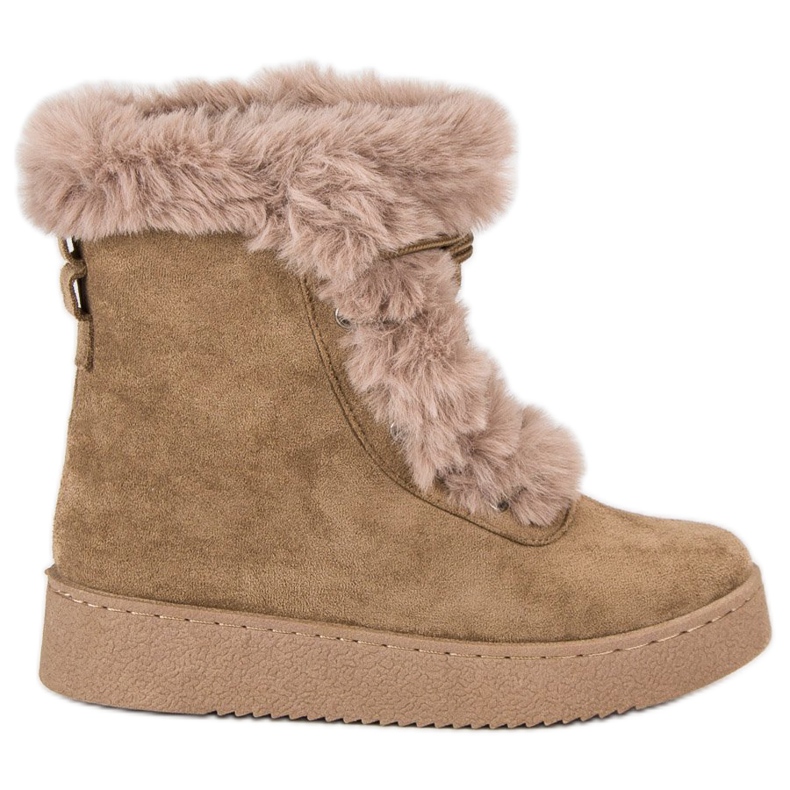 Botas de neve amarradas marrons castanho