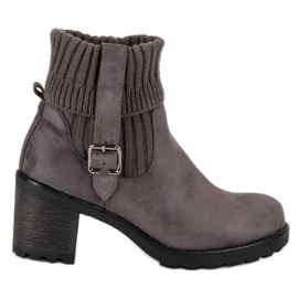 Seastar Botas de camurça de salto alto cinza