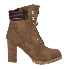 Kayla Botas de salto alto amarradas marrom