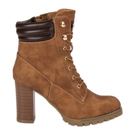Kayla Botas de salto alto amarradas marrom