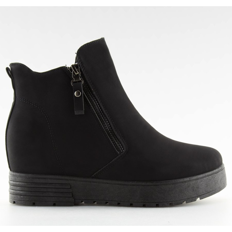 Botas em uma cunha escondida preta SJ657 Preto