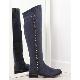 Botas acima do joelho, azul marinho 990-PG azul azul-marinho