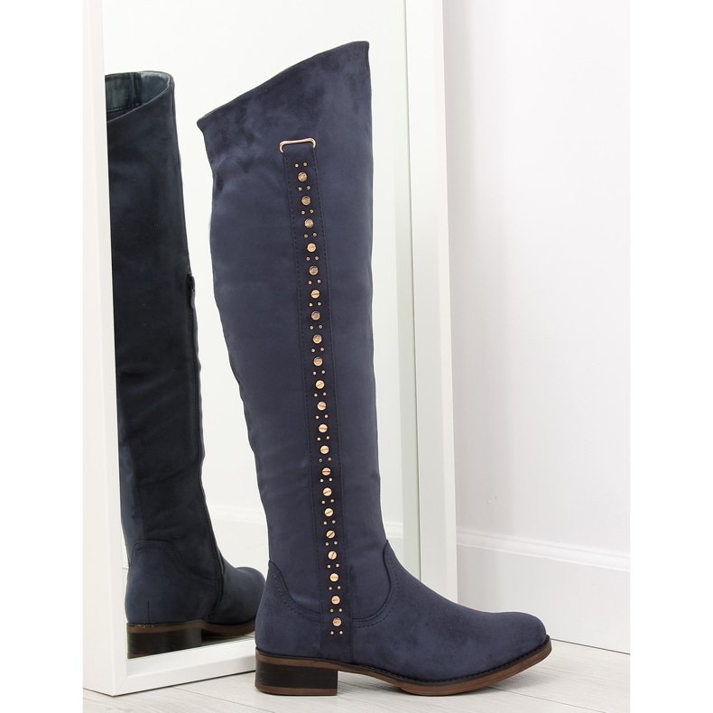 Botas acima do joelho, azul marinho 990-PG azul