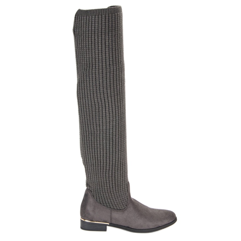 Super Me Botas femininas justas cinza
