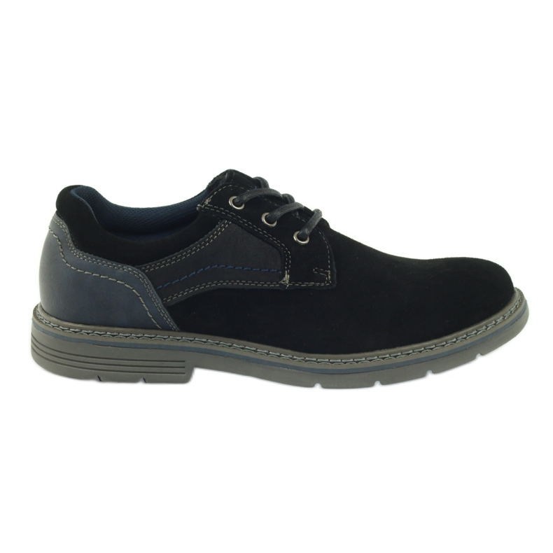 McKey Sapatos masculinos de camurça 285 preto azul marinho