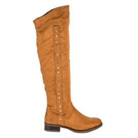 Super Me Botas de camurça com salto baixo marrom