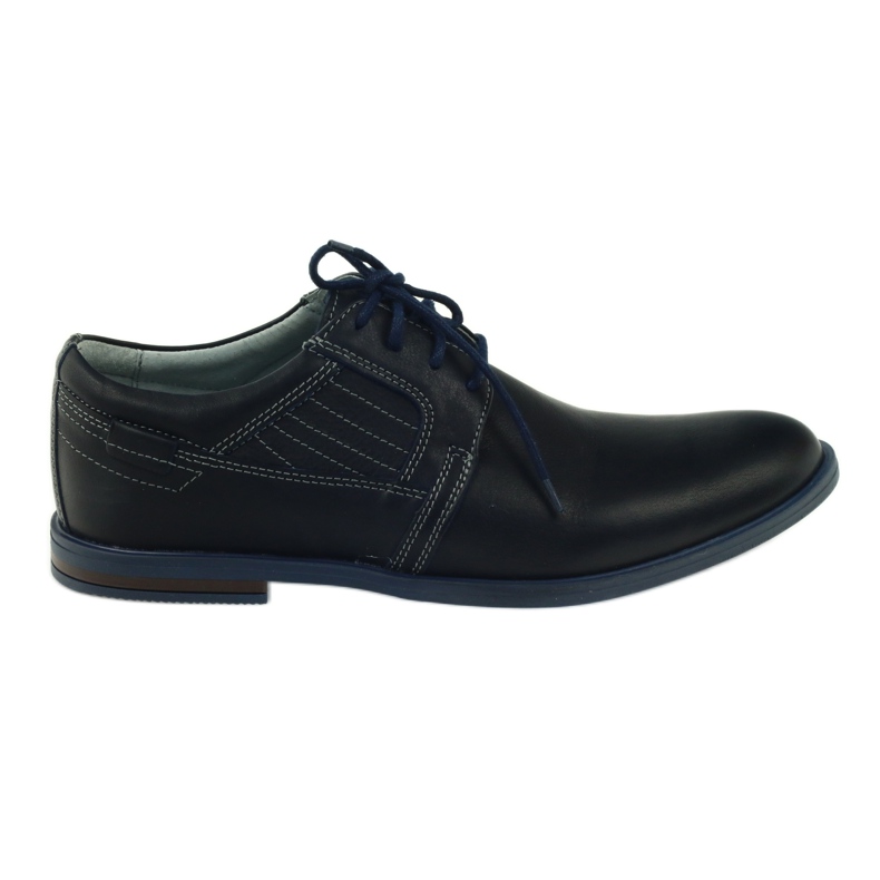 Riko Sapatos de couro azul marinho masculino 819