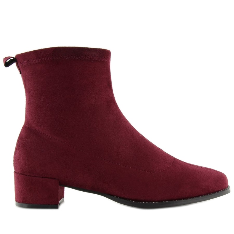 Botas de salto baixo em marrom F184 Vermelho