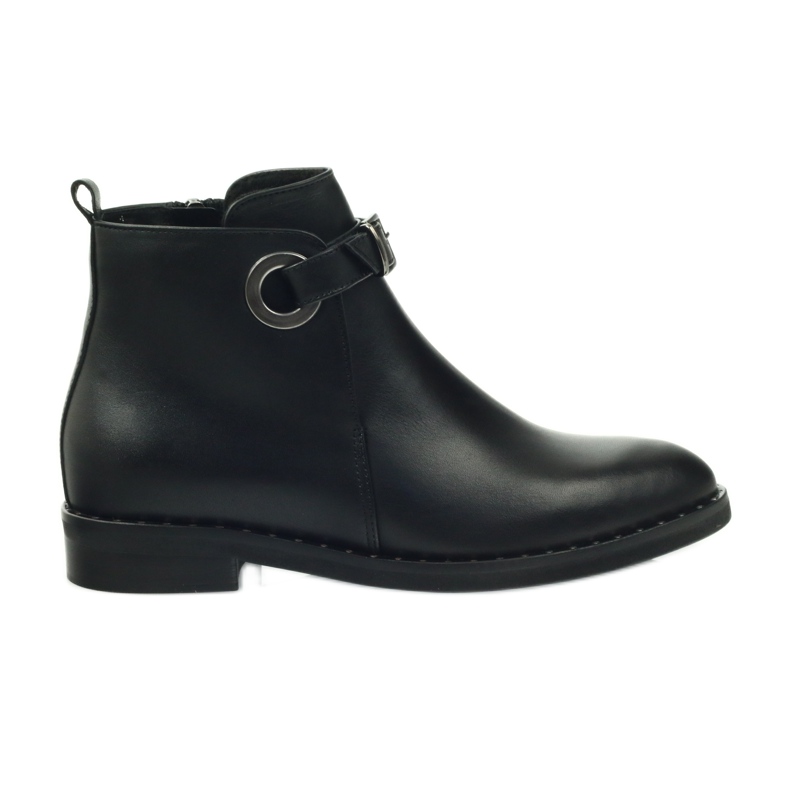 Edeo Botas de couro preto feminino isoladas com polar 3243