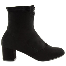 Botas com salto estável preto F0Z-01 Preto Botas com salto estável preto F0Z-01 Preto