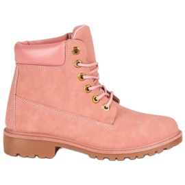 Botas de caminhada cor-de-rosa femininas