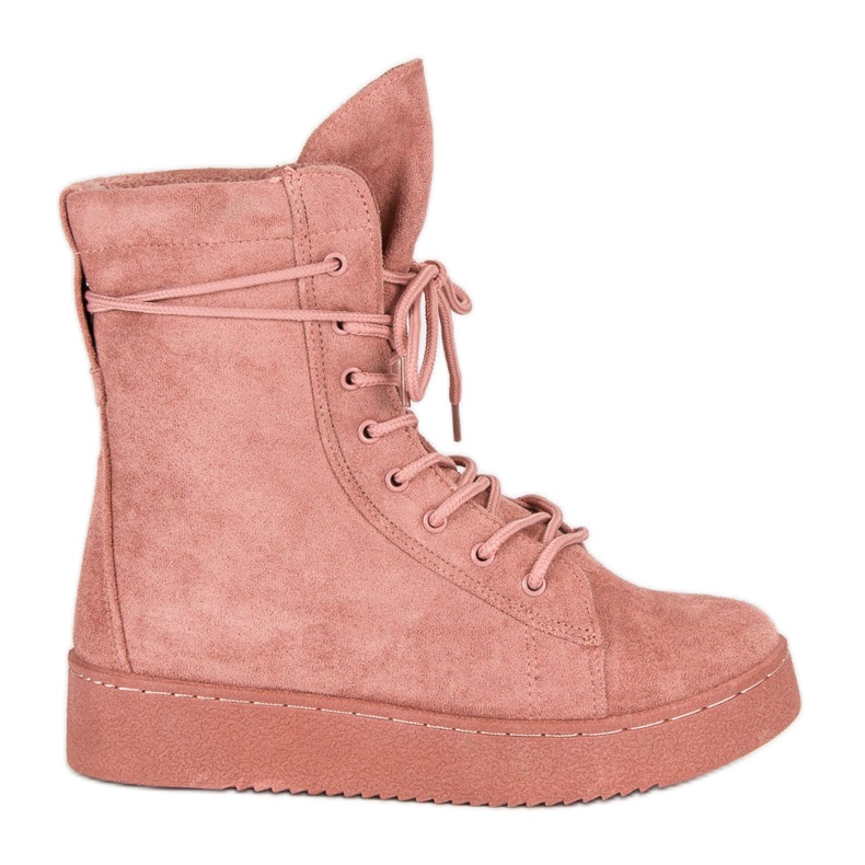 Bello Star Botas de camurça para neve rosa