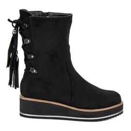 Forever Folie Botins de camurça com salto cunha preto