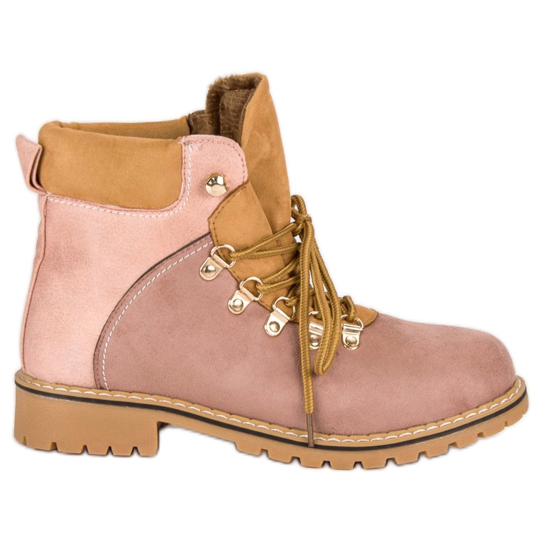 Botas de caminhada cor-de-rosa femininas