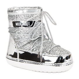 Botas de neve prateadas elegantes cinza